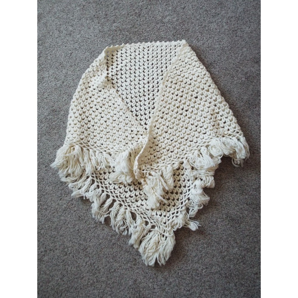 #23 - Crochet Shawl Ivory 39"L